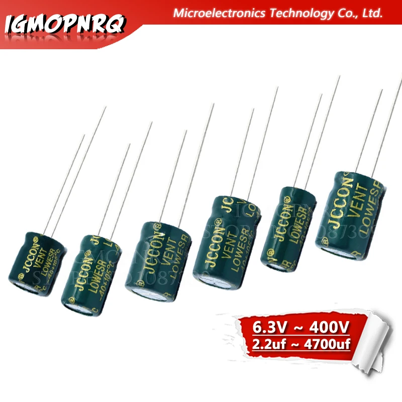 10V 16V 25V 35V 50V 400V High Frequency Low ESR Aluminum Capacitor 100UF 220UF 330UF 470UF 680UF 1000UF 1500UF 2200UF 3300UF