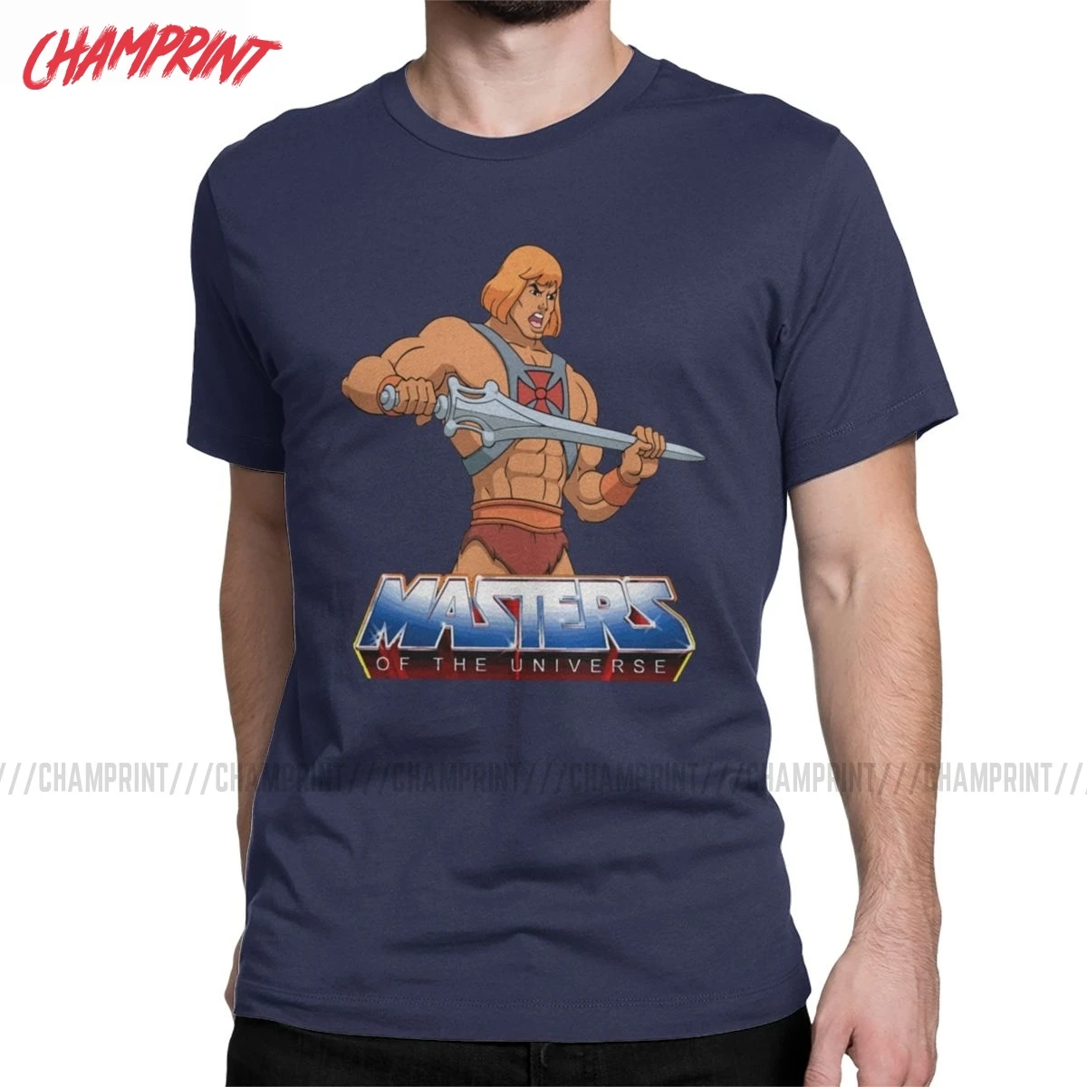 He-Man Masters Of The Universe Logo Men\'s T Shirts Vintage Tees Short Sleeve Crewneck T-Shirts Cotton Unique Clothes