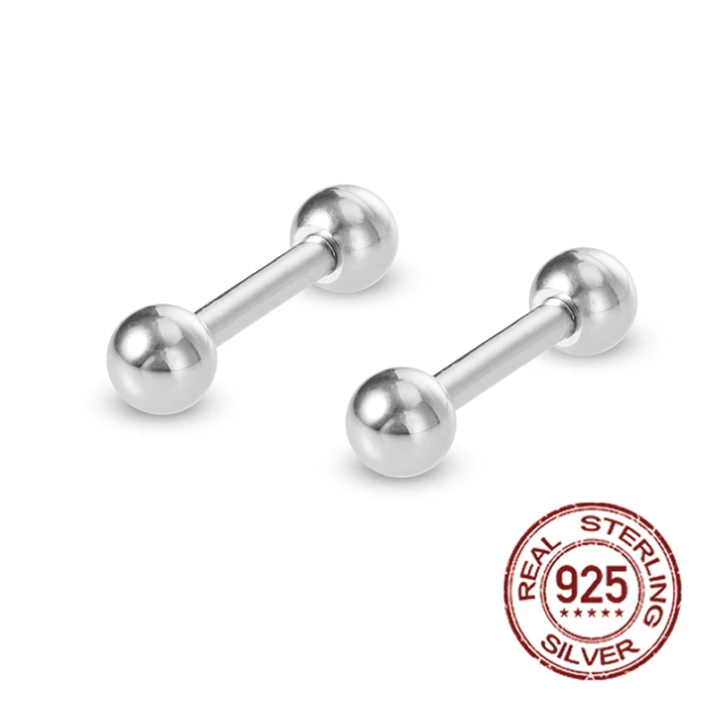 1pc 925 Sterling Silver Stud Earing Tragus Helix Bar Barbell Daith Oreja Ring Cartilage Ear Piercing for Women Body Jewelry 16G