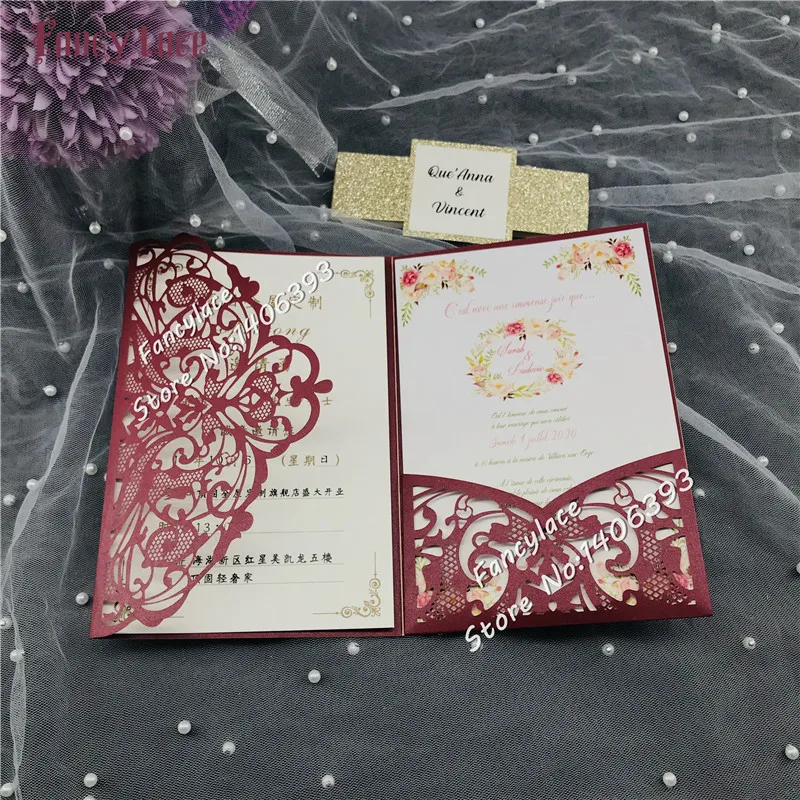 

50pcs Wedding Invitations Cards Laser Cut Lace Crown Wedding Party Cards, Elegent Wedding Favors and Gift Card Paper RSVP cards