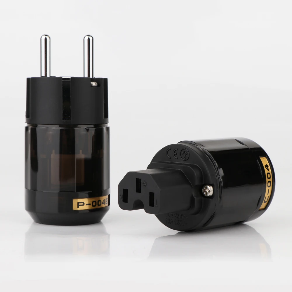زوج P-004E/C-004 D الروديوم مطلي الأوروبي القياسية قابس الطاقة IEC أنثى موصل Hifi الكهربائية الاتحاد الأوروبي/الاتحاد الافريقي موصل التوصيل
