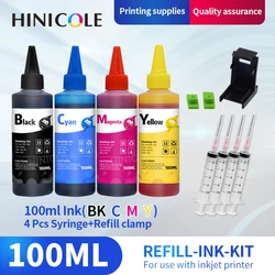 Hinicole-プリンター用インク詰め替えキット,詰め替え可能なインクボトル,100ml,canon,epson,hp,brother用