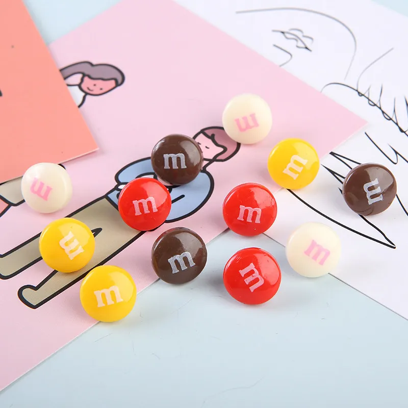 

12pcs/box classic M jelly bean series pushpins colorful chocolate bean pushpins children's stationery gifts decoration