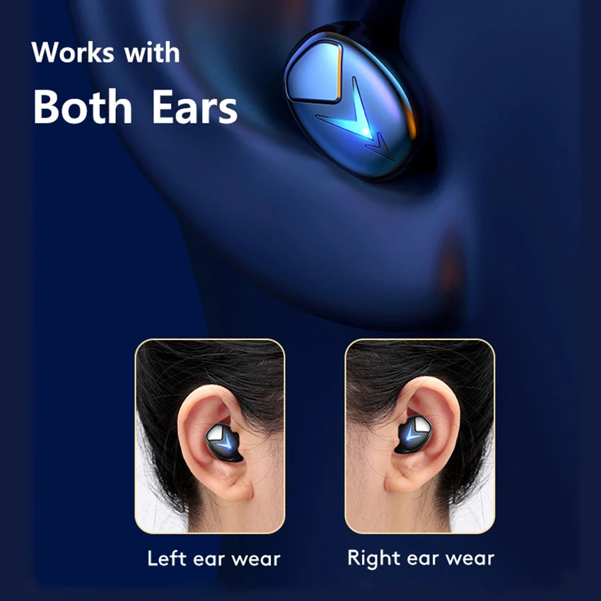 VAORLO Single Mini Unsichtbare Bluetooth 5,2 Kopfhörer TWS Echte Wireless Stereo Gaming Kopfhörer HIFI Sound Sport Headset Mit Mikrofon