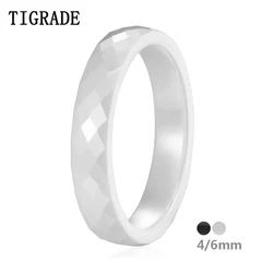 Tigrade New White Ceramic Rings for Women Men 4/6mm Hand Cut Fashion Ring For Female Unique Design Jewelry Wedding Band Shiny