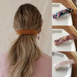Di modo Geometrico Rettangolo Pinze Dei Capelli Della Stampa Del Leopardo Floreale Barrettes Donne Forcelle Frangetta Pinze Acetato Resina Accessori Per Capelli