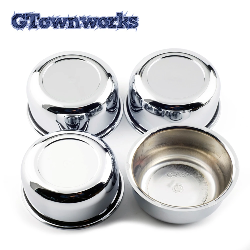 4pcs 83mm Wheel Hub Center Caps For Push Through 3.25in Trailer/Truck Tall 2.32in Rims Dust Cover Chrome Carbon Steel