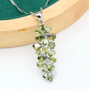 Mới màu xanh lá cây Oliva tím Topazio 925 Bộ đồ trang sức bạc cho vòng tay nữ 8 Bán hàng chính Verde Oliva Set - 3