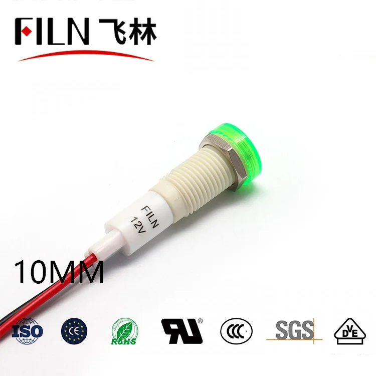 FILN 10mm 12v 24v 220v 110v  Signal Lamp Led Indicator Light With Various Length For Oven