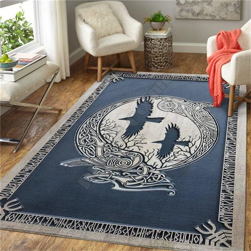 Viking Tattoo Dragon 3D All Over Printed Rug Mat Rugs Anti-slip Large Rug Carpet Home Decoration