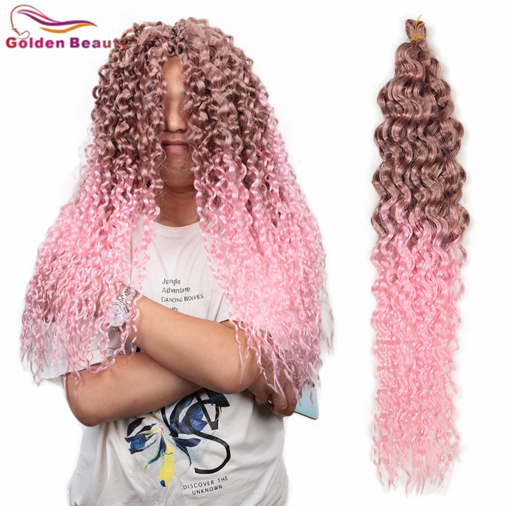 Golden Beauty 24 cale włosy syntetyczne długie fale oceaniczne głęboka fala Twist warkocze Jessca fala szydełkowe włosy plecione dla białych kobiet