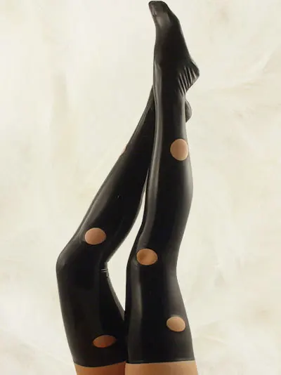 Latex/Rubber/Fetish/Catsuit/Costume/Masquerade/sexy/party/Black Wave decoration stockings/Hot Sale/Custom size S-2XL