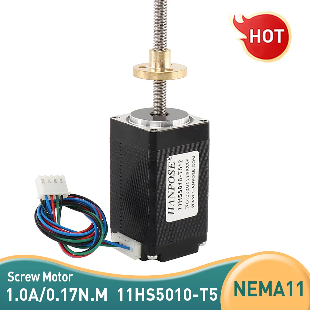 

Винт NEMA11 T5 28x 50 мм 11HS5010-T5 винт 1,0 А 1,8 градуса трапециевидный шаговый двигатель длина винта 50 мм 100 мм 150 мм двигатель постоянного тока