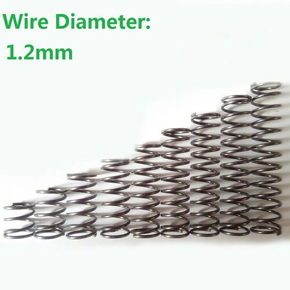 10Pcs Kawat Diam. 1.2Mm Musim Semi Kompresi Tekanan Musim Semi Panjang 10Mm-50Mm
