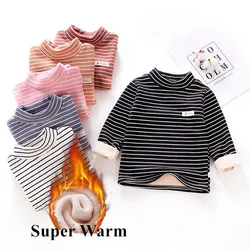 Fleece Lining Thick Toddler Boys Girls Sweatshirts Warm Autumn Winter Coat Sweater Baby Long Sleeve Outfit Tracksuit Kids Shirt