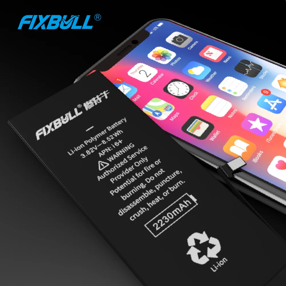 

FIXBULL Battery For iPhone Xs Max 7Plus 8Plus Xr X Mobile Phone Replacement Bateria + Free Tools Kit