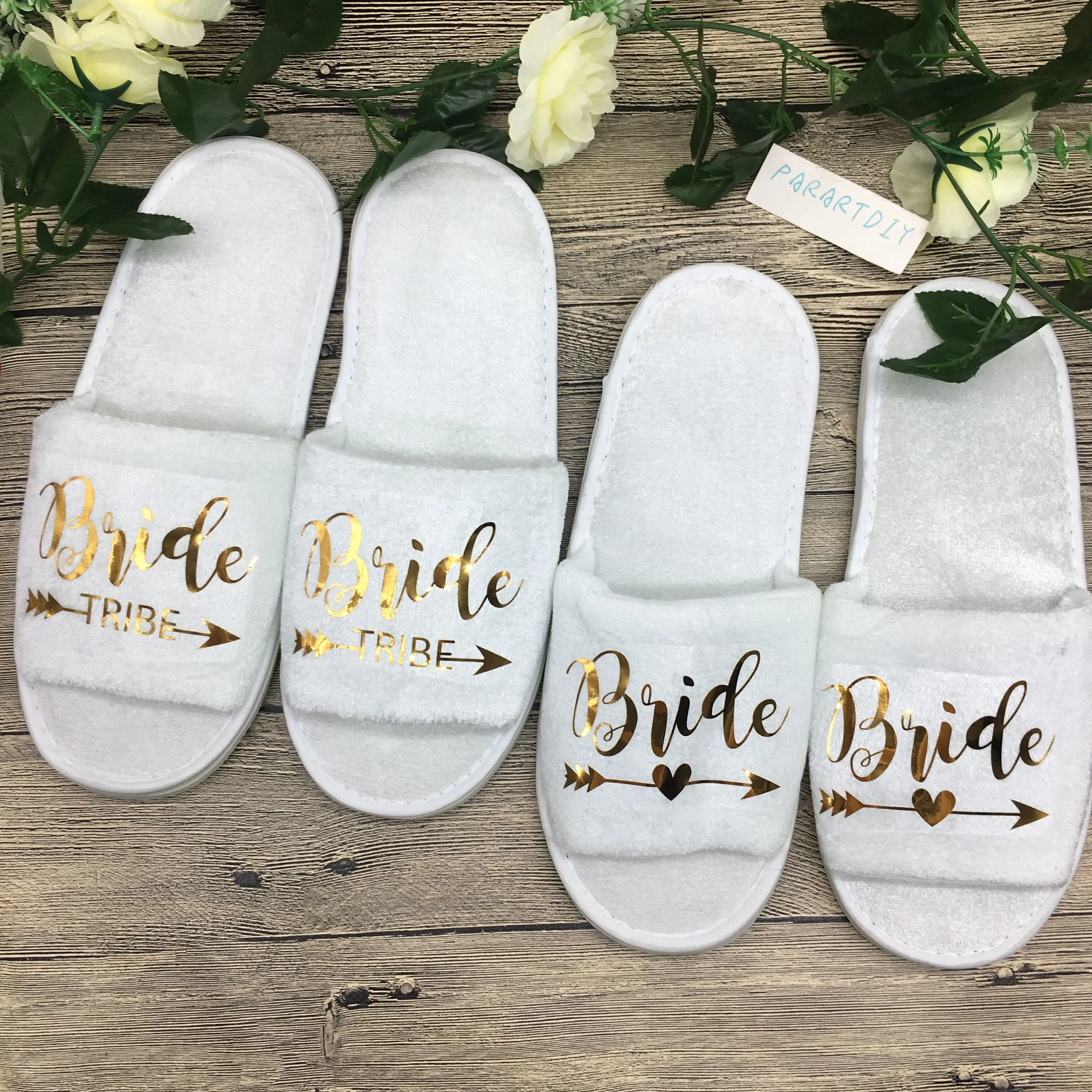 

customize Wedding Bridesmaid maid of honor gold Bride Slippers Hens Night Bachelorette Spa Slippers party favors gifts