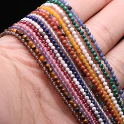 LE SKY Natural Stone Small Beads Various Colors Natural Agats Beads For Women Jewelry Making Bracelet Necklace Size 2 3 4mm
