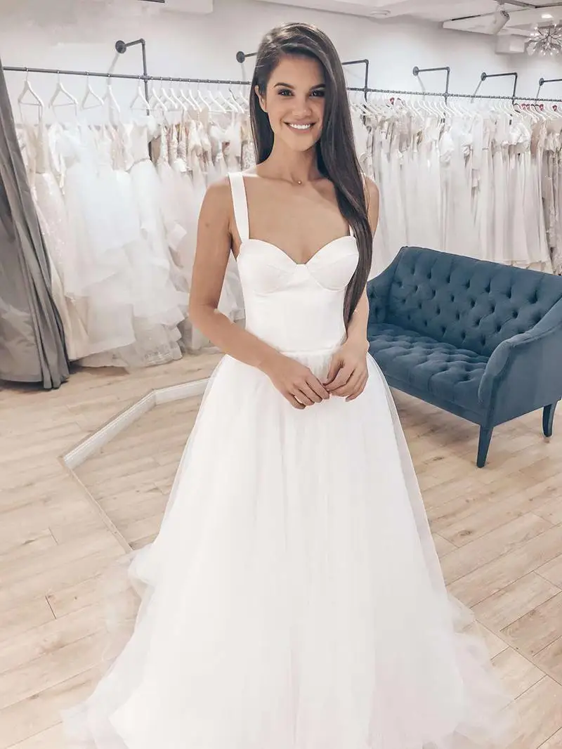 Fotos reales, vestidos De novia, sirena, tirantes finos, Vestido De novia blanco, marfil sin mangas, Vestido De novia sin espal