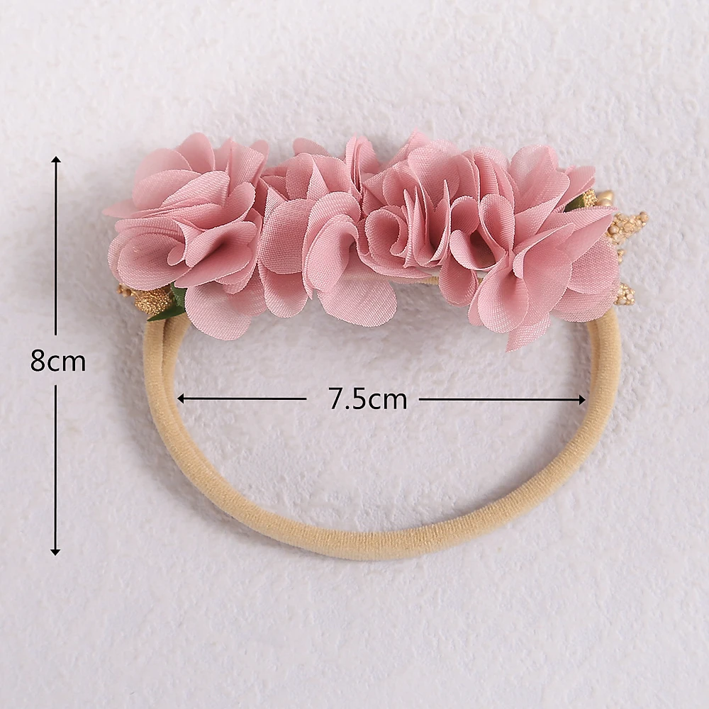 18pc/lot Baby Hair Accessories New Fashion Chiffon Flower Infant Nylon Headband Girls Artificial Pearl Floral Headbands Headwear