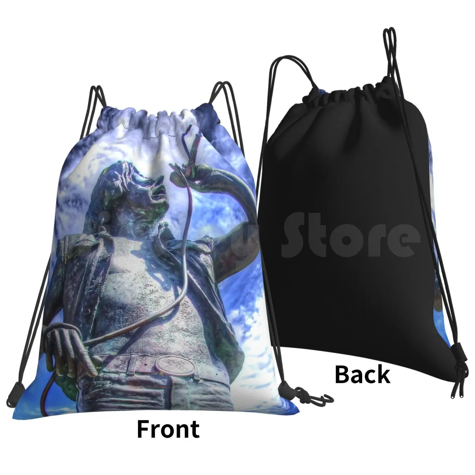 Bon Statue-Fremantle Wa Backpack Drawstring Bags Gym Bag Waterproof Bon Bon Statue Fremantle Perth Western Australia