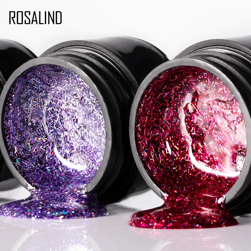 ROSALIND 5ML Shiny Silk Gel เล็บ Polish Bright สำหรับ Glitter Nail Art Design Need หลอดไฟยูวี Top Base Primer สำหรับเล็บ