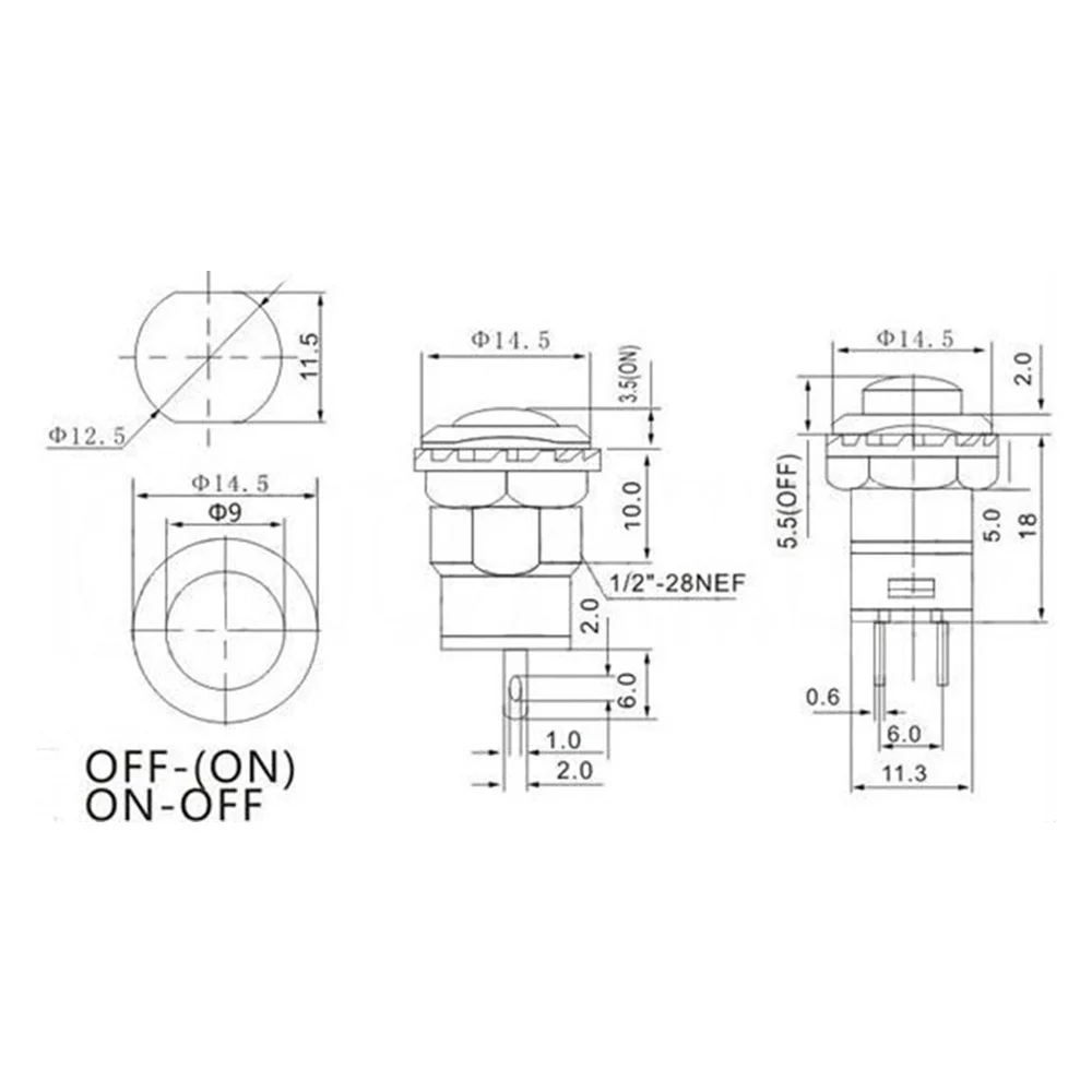 10Pcs/lot 12mm OFF- ON Push Button Switch 3A/125VAC 1.5A/250VAC Momentary or Self-Lock Mini Swtich