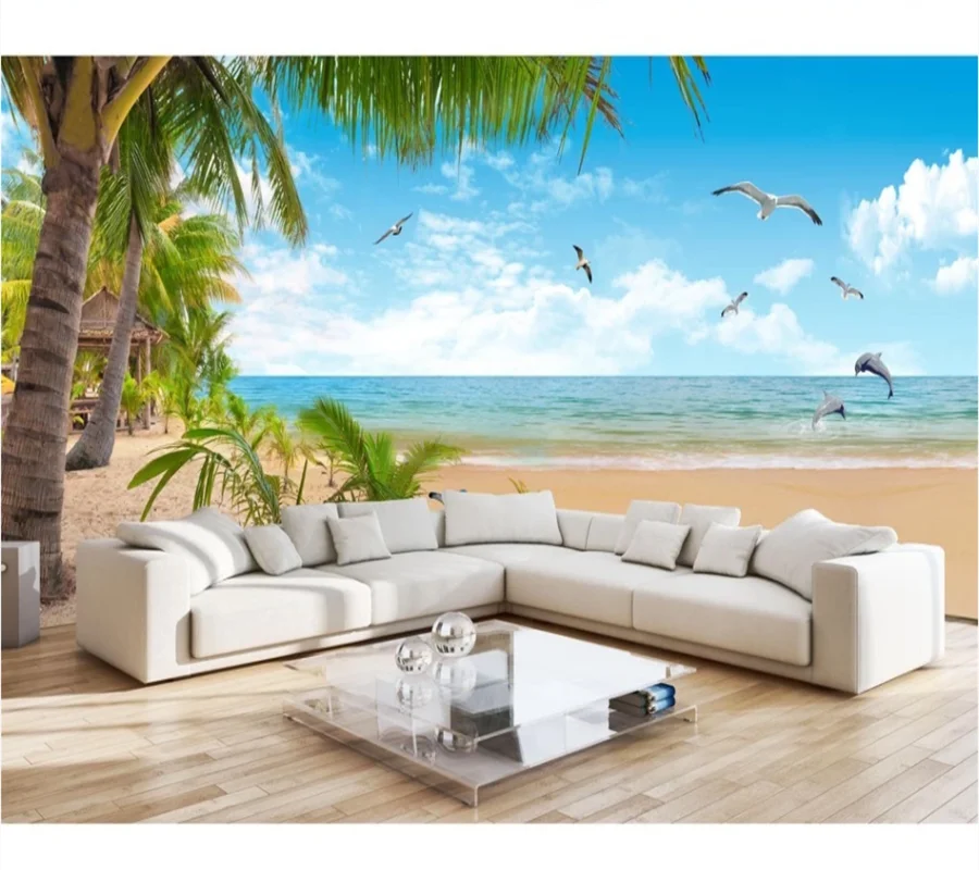 xuesu Sea View Room Whole House Customized 3D Wallpaper Atmospheric Ultra HD Landscape Mural 8D Waterproof Wall Cover