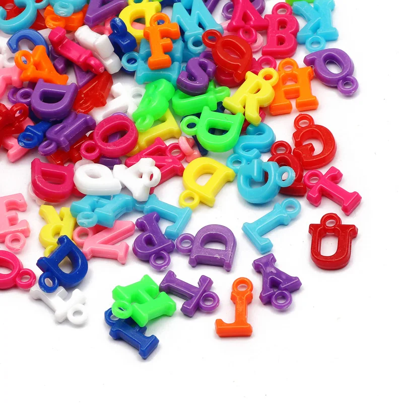 50/100/200 шт. 14 мм красочные пластиковые подвески с смешанными буквами для изготовления ювелирных изделий «сделай сам», браслет, серьги, подвески, аксессуары