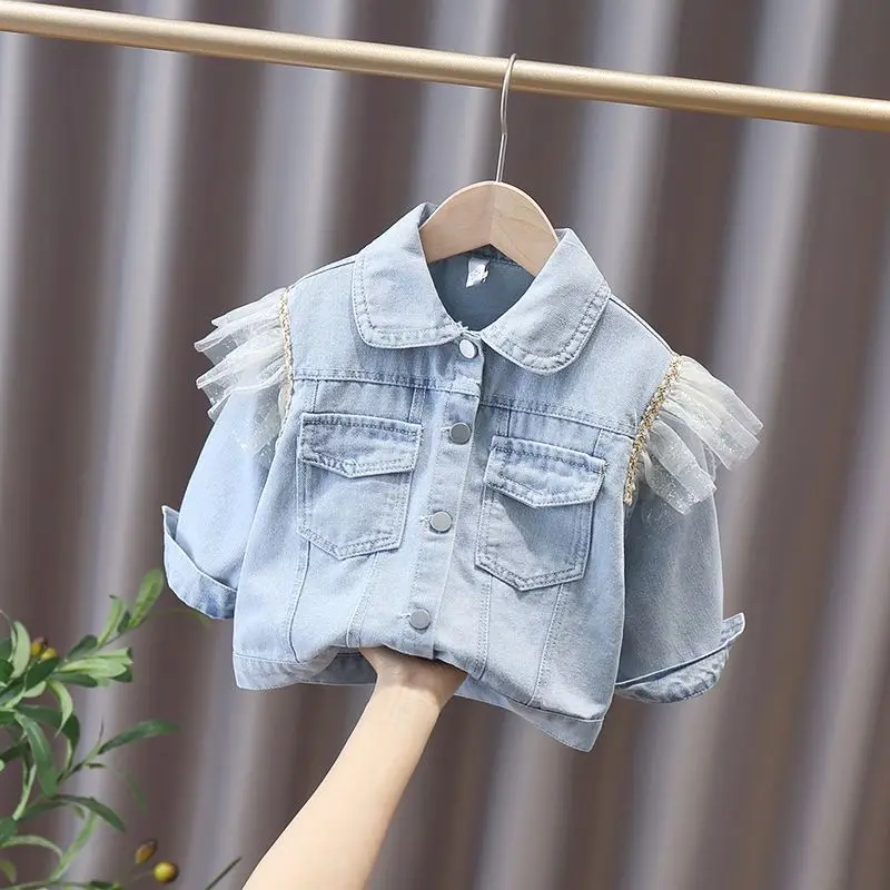 Kids Girls Denim Jacket 2024 Spring and Autumn New Children\'s Jacket Top Girls Baby Casual Jacket Jeans Girls Coat