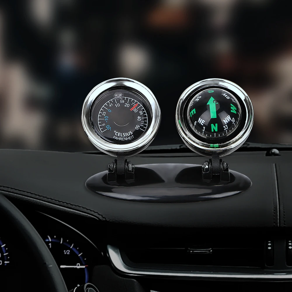 Car Ornaments Compass Thermometer Guide Ball Dashboard Meters Gauge Decorative Truck Automobile Accessories Interior Decoration