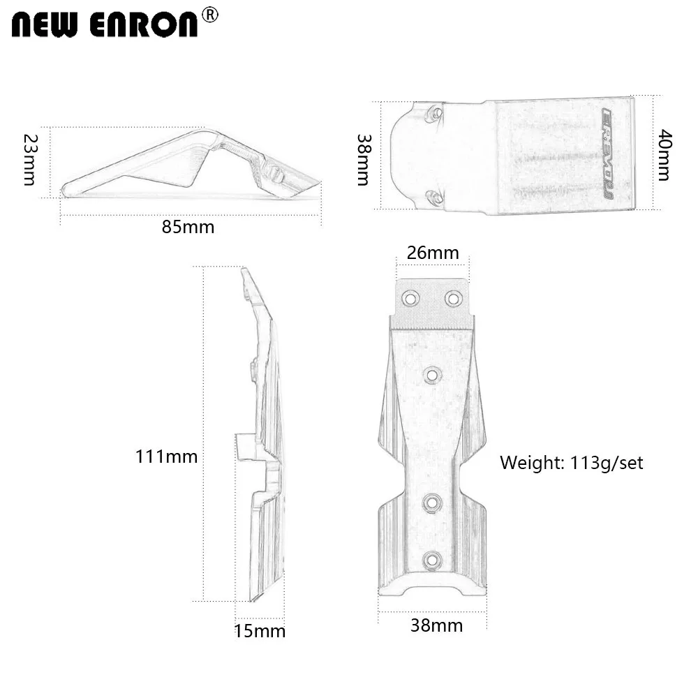 Paramotore Anteriore In Alluminio Argento Per Traxxas E-Revo VXL 2.0 (Parte #8637)