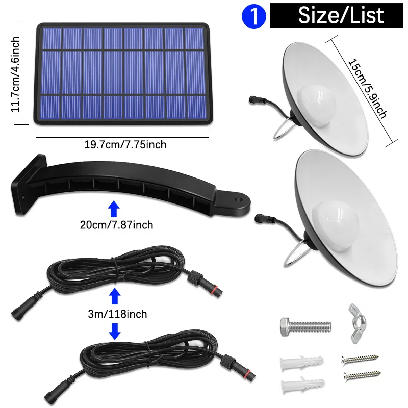 Imagem -03 - Ltoon Dupla Cabeça Solar Luz Pingente ao ar Livre Lâmpada Solar Interior com Linha Quente Branco Branco Iluminação para Acampamento Jardim Casa Quintal