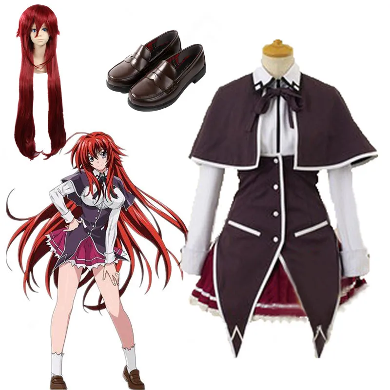 

Anime High School Dxd Rias Gremory Cosplay Kostuum Anime Rias Cosplay wigs shoe Party Costume Women's Uniforms Halloween Costume