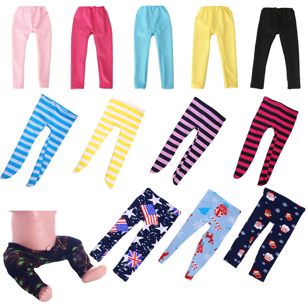 Multicolor Reborn Dolls Clothes Handmade Pants Striped Leggings Fit 43cm New Baby Boy Doll,18 Inch Girl American Doll,Christmas