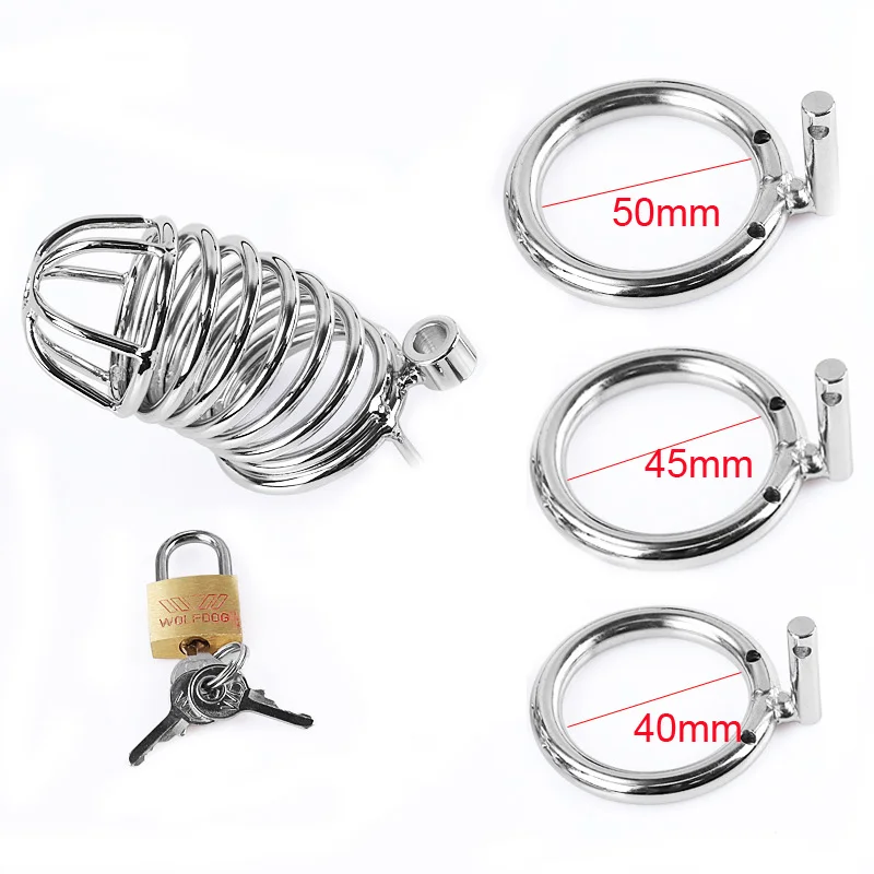 Chastity Cage Urethral Device Steel Metal Cock Chastity Device Erotic Bird Lock Penis Rings Large BDSM Bondage Sex Toys for Men