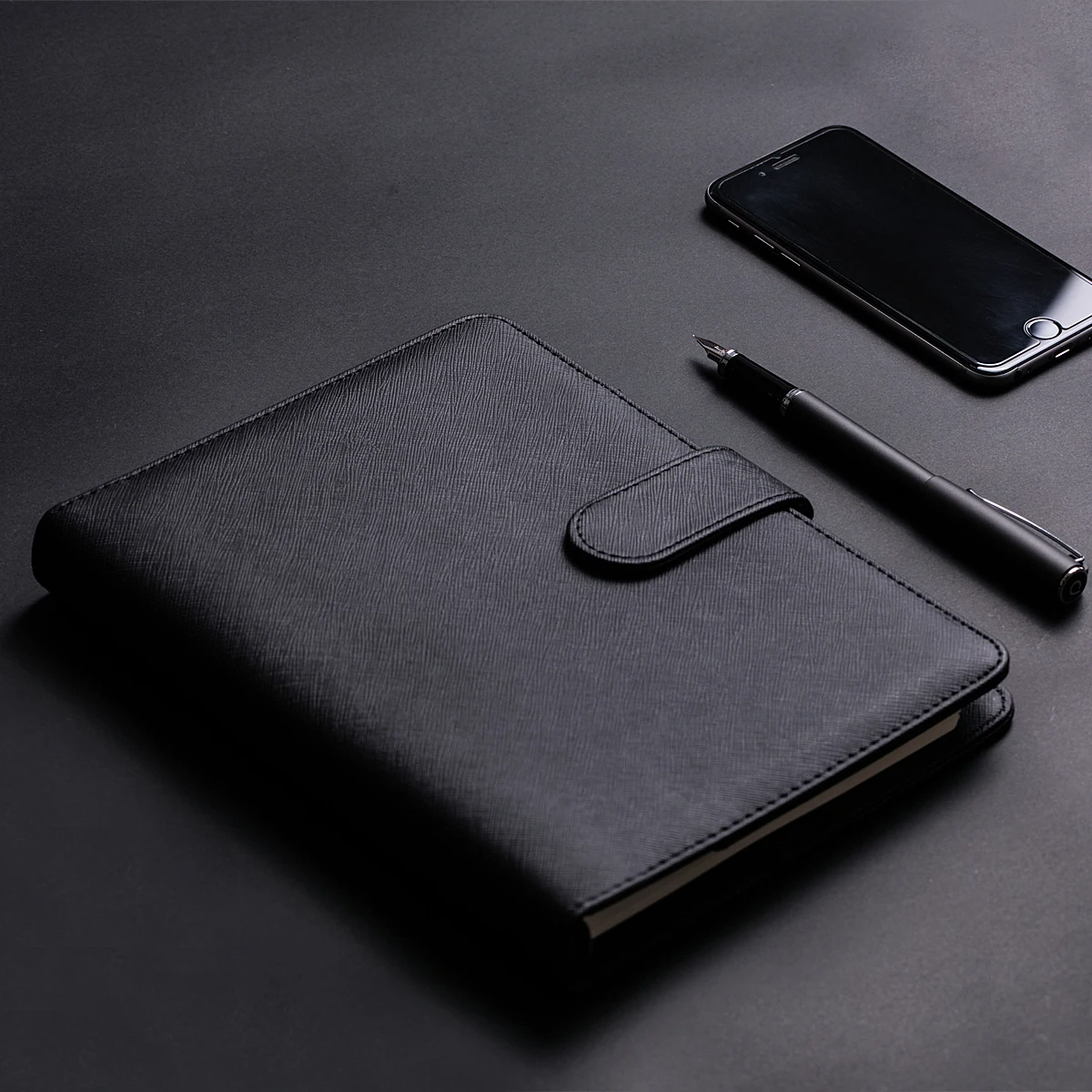 Imagem -04 - Folhas Soltas Business Notebook Caderno a5 Binder pu Capa Pen Holder Smart Notebooks Preto Borwn