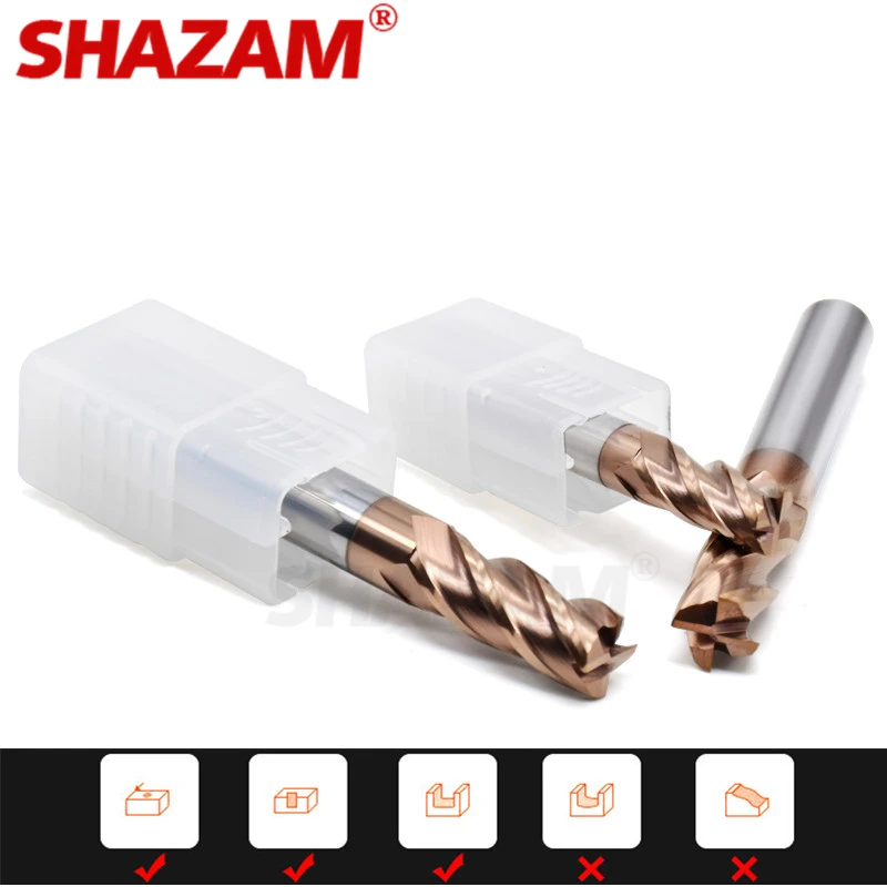 Milling Cutter Alloy Coating Tungsten Steel Tool Cnc Maching Hrc65 Corner Roughing SHAZAM Top Milling Cutter Kit Machine Endmil