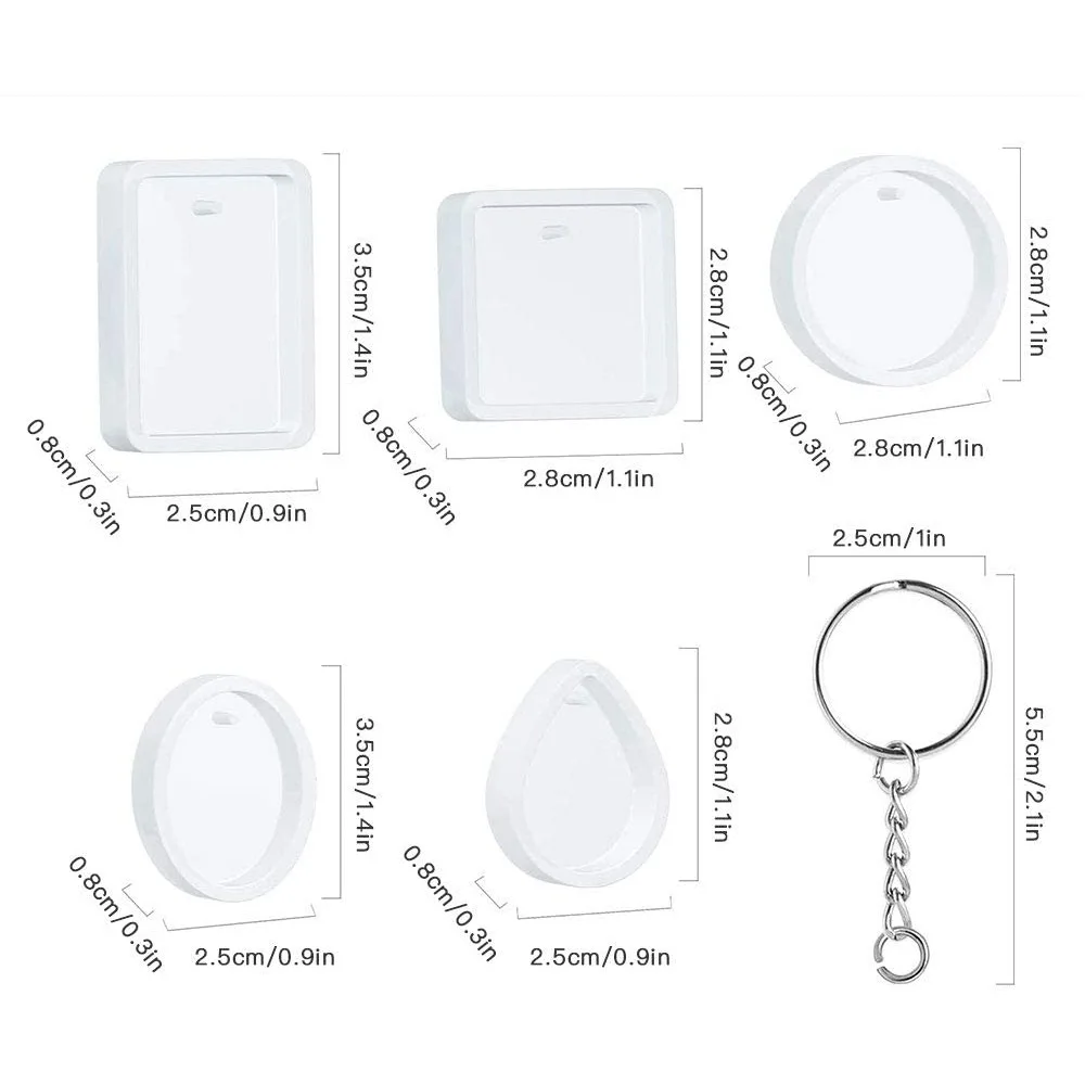 DIY 20Pcs Pendant Silicone Mold Water Drop Round Oval Keychain Pendant Crystal Epoxy Resin Mold