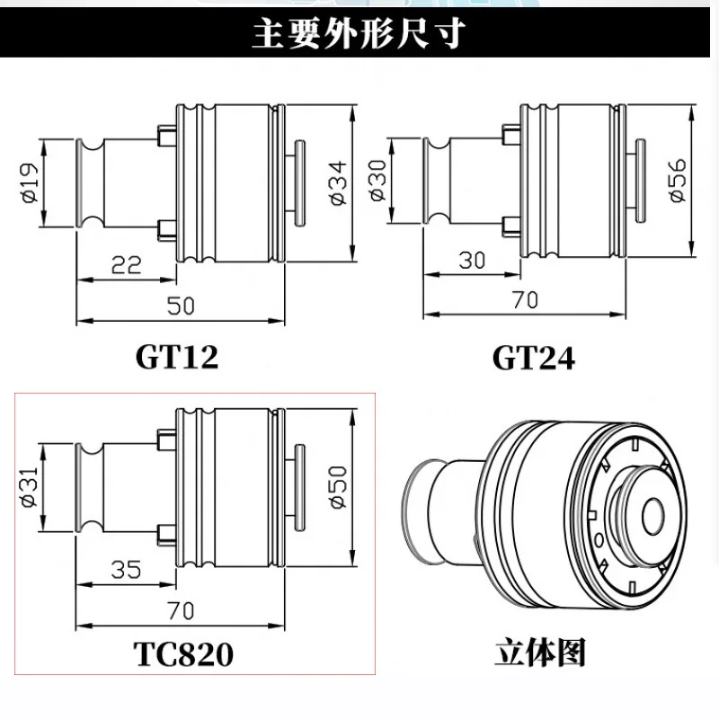 TC820 M5-m24 M6M8 Tap Collet Tap Collet แรงบิดป้องกันการโอเวอร์โหลด