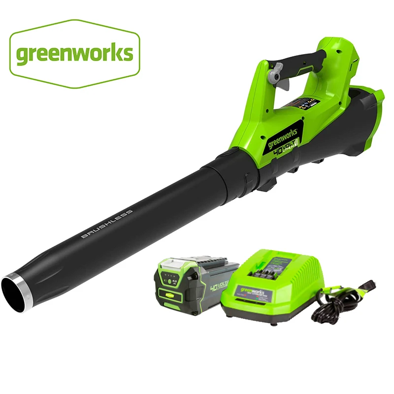 

greenworks 40V Air Blower Cordless 115 MPH / 430 CFM Brushless Cordless Axial Leaf Blower Outdoor Garden Tool with 4ah Battery