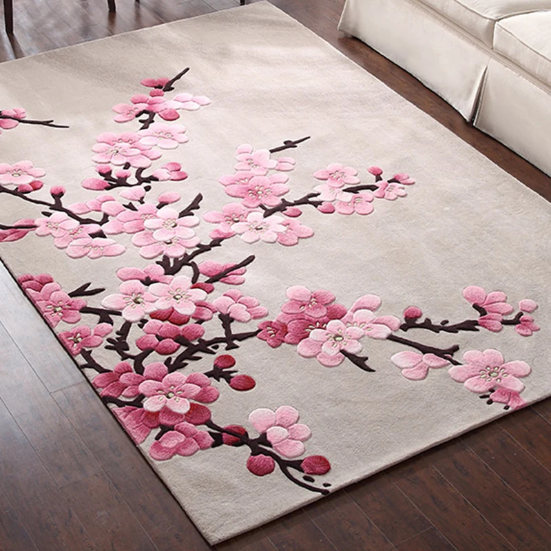 Large Hand Made Wool Carpets for Living Room, Floral Rug, Hand Carved Tapis, Bedroom Carpet, Chinese, American Study, Sofa Floor