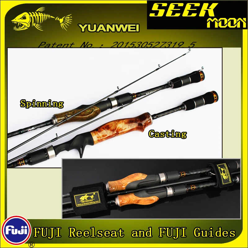 Imagem -06 - Yuanwei-madeira Isca Vara de Pesca Fundição Rod Guia Fuji Vara de Pesca de Carbono Mão Spinning Rod Fuji ml m mh 198 m 21 m 24 m 2sec