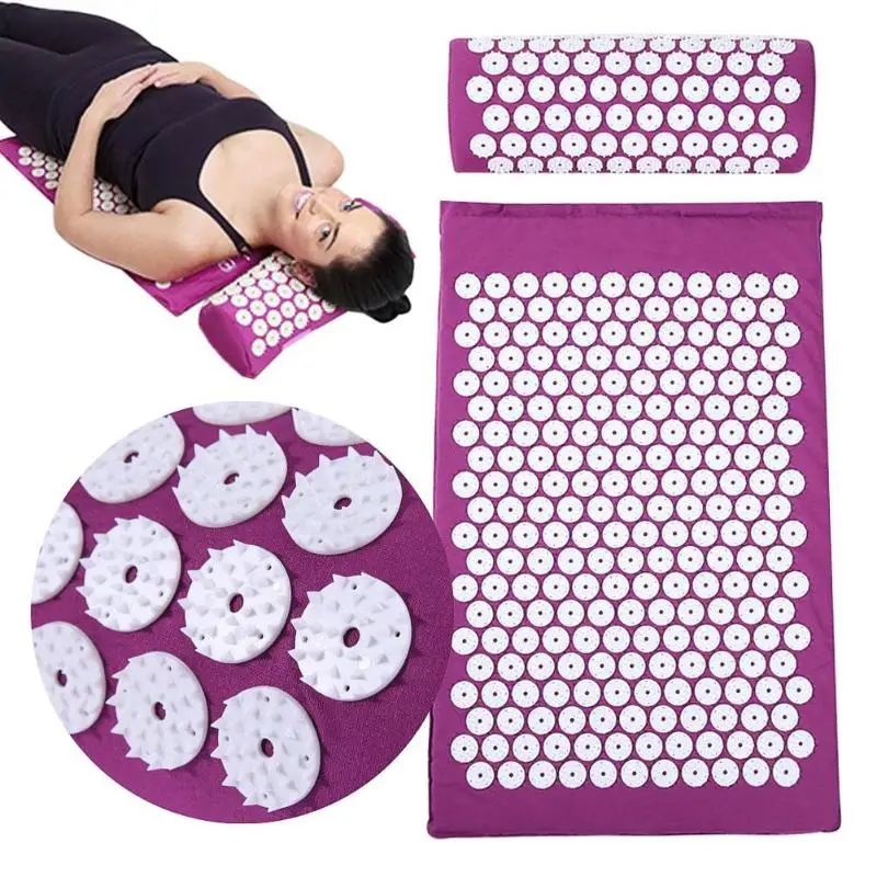 Yoga Mat Massage Cushion Acupuncture Sets Relieve Stress Back Pain Acupressure Mat Pillow Massage Rose Spike Massage Relaxation