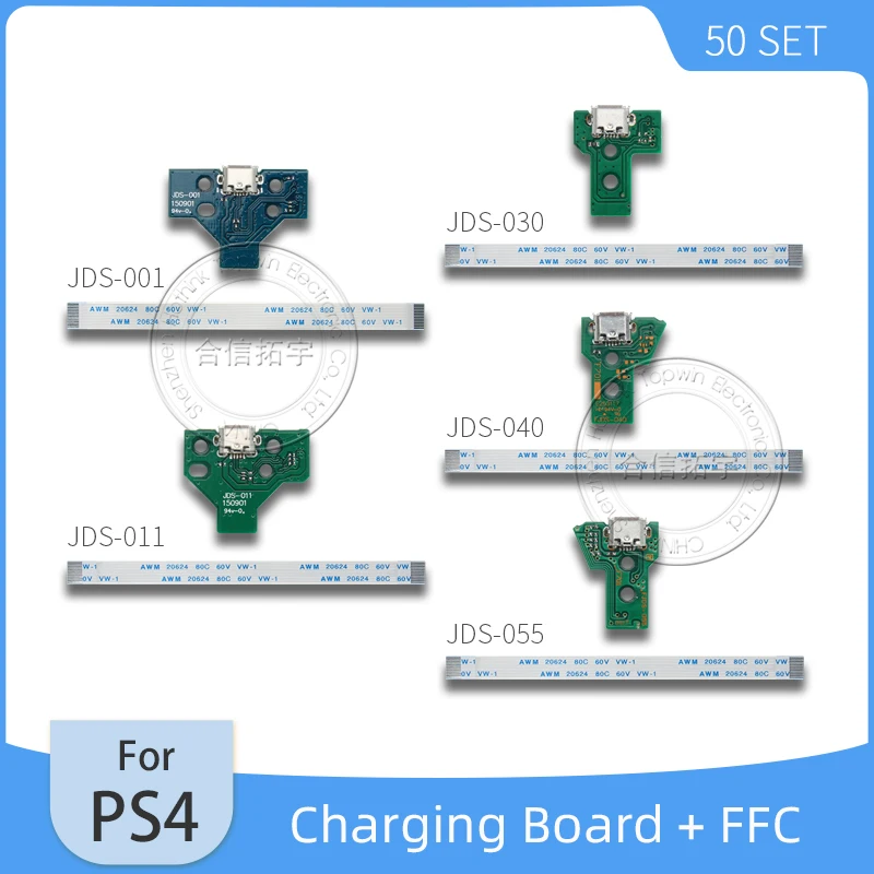 

HOTHINK 50set/lot JDS-011 JDS-030 JDS-040 JDS-055 USB Charging Port Board with cable For PS4 PRO Slim Controller Repair Parts