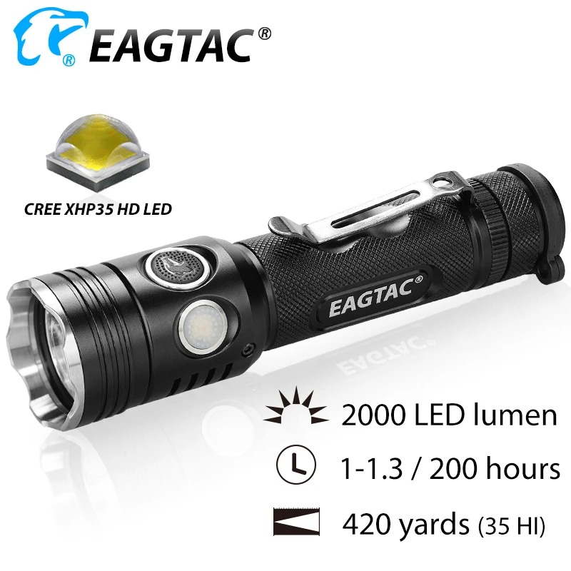 

EAGTAC TX30C2 KIT 2000 Lumen Super Bright SFT40 LED Flashlight 5 Mode Programmable 18650 CR123A Battery Level Report Tail Magnet