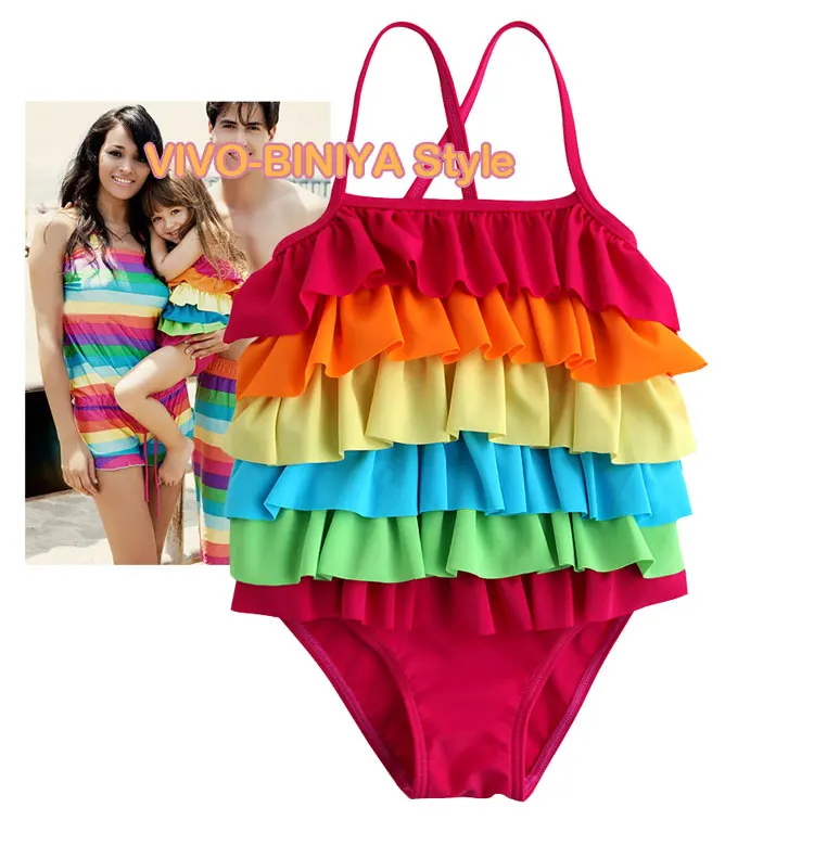 

children/kids/girls summer swimwear, rainbow bikini, rufles beachwear, size 6T