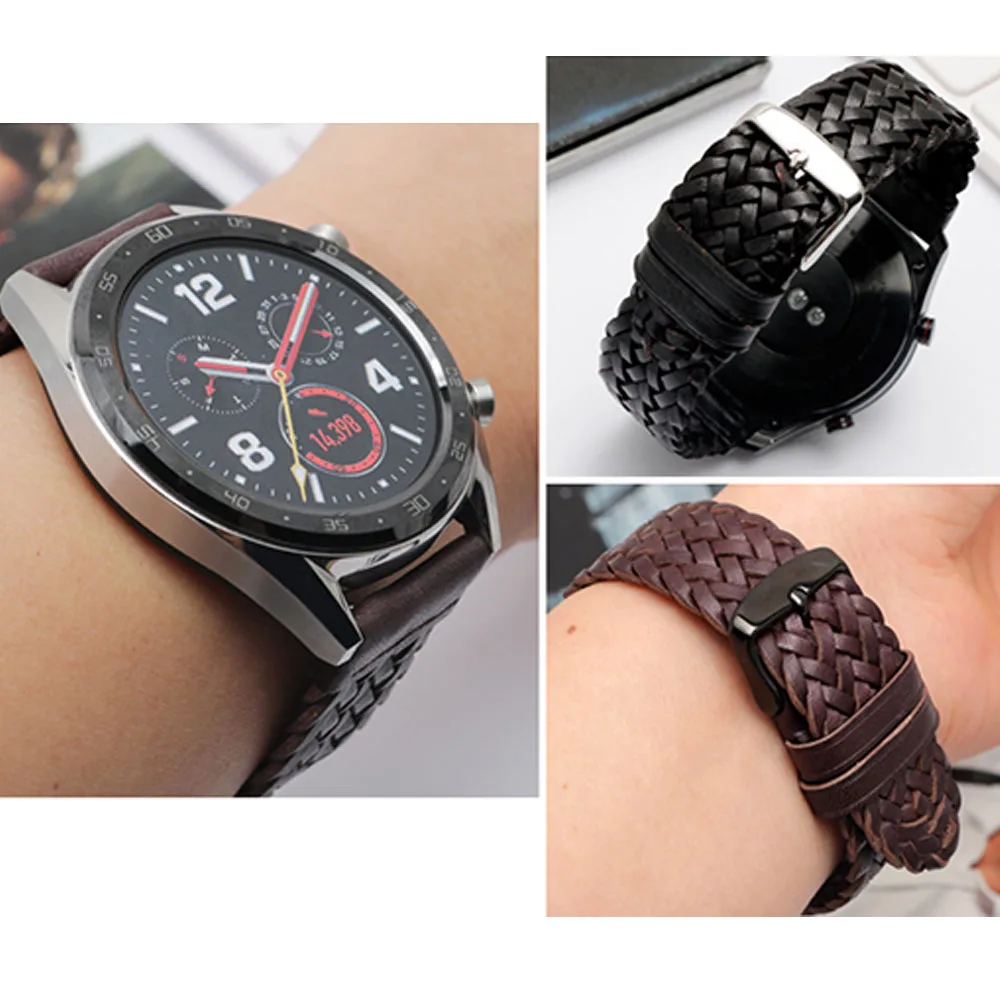 20mm 22mm 24mm Genuine Leather Braided Watch Strap Men Women Universal Quick Release Cowhide Wrist Band Bracelet Accessories