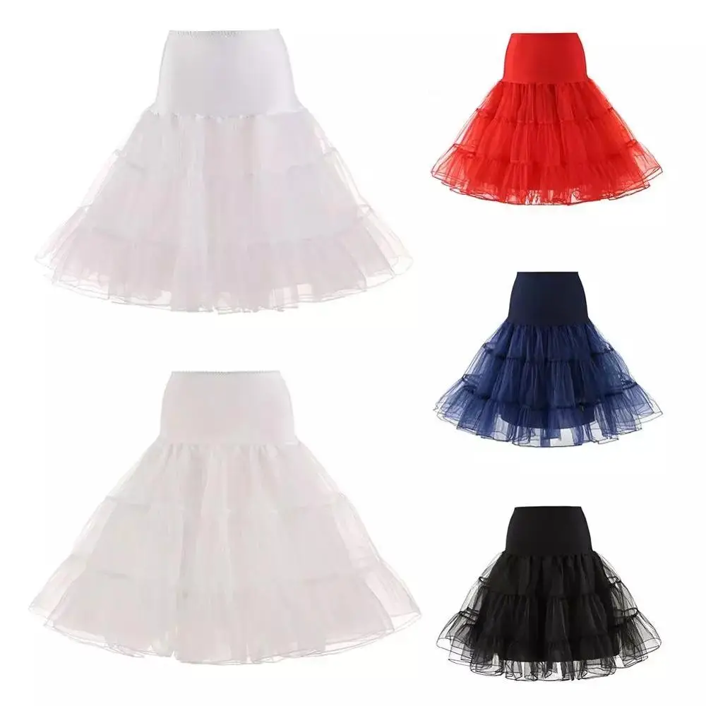 

Short Inner Skirt Jupon Cerceau Mariage Retro Women Solid Color Wedding Bridal Underskirt Crinoline Tulle Petticoat