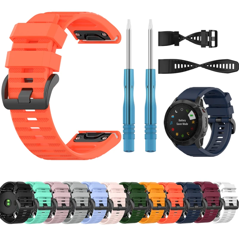 26mm Quick Release Easy Fit Watchband for Garmin Fenix 6X/6XPro 5X/5X plus Silicone Strap for Garmin fenix 3 /3HR Watchband